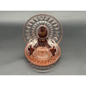 1930s Jeannette Glass Windsor Pink Depression Glass Saucers – Set of 4